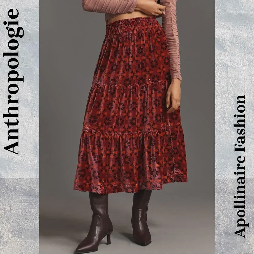 ANTHROPOLOGIE SOMERSET MAXI SKIRT IN PINK COMBO XS NWT